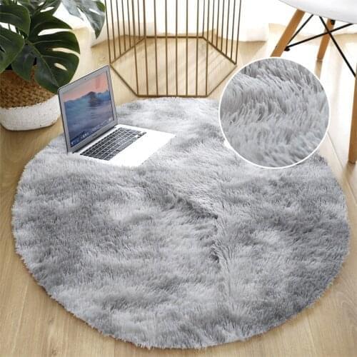 2021 Spring New Carpet Winter Warm Living Room Plush Rug Solid Color Round Soft Anti-slip Mat For Bedroom INS Style Home Decor