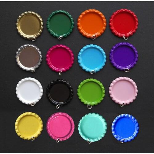 Wholesale Two Side Colored Flattened Bottle Caps With Holes and Rings for Pendant Necklace Jewerly 600 Pcs/lot Much Bright