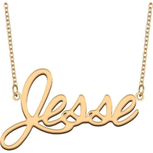 Jesse Name Necklace for Women Stainless Steel Jewelry 18k Gold Plated Nameplate Pendant Femme Mother Girlfriend Gift