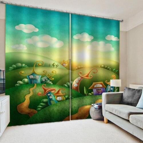 Custom green curtains kids curtain Bedroom living room windproof thickening blackout fabric