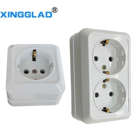 EU Plug Double Socket 1/2 Outlet Wall Socket Without Ground European Adapter Charging Power Wall Mount Charger 250V 16A