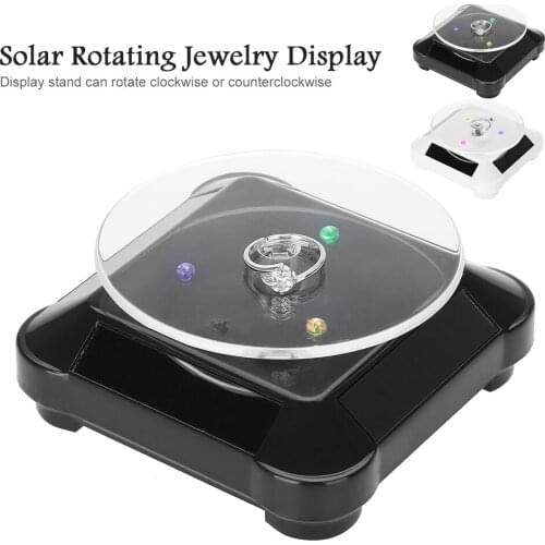 Solar Showcase 360 Degrees Rotating Turntable Watches Phone Jewelry Display Stand LED Light Solar Jewelry Display