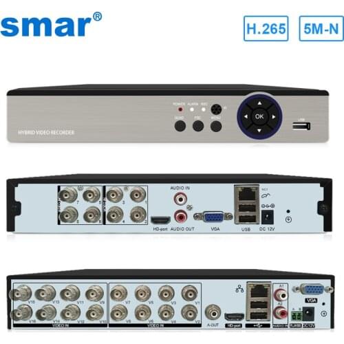 Smar 8CH 16CH 5M-N 5 in 1 Hybrid DVR Video Recorder for AHD Camera Analog Camera 5MP IP Camera P2P NVR CCTV System H.265 New
