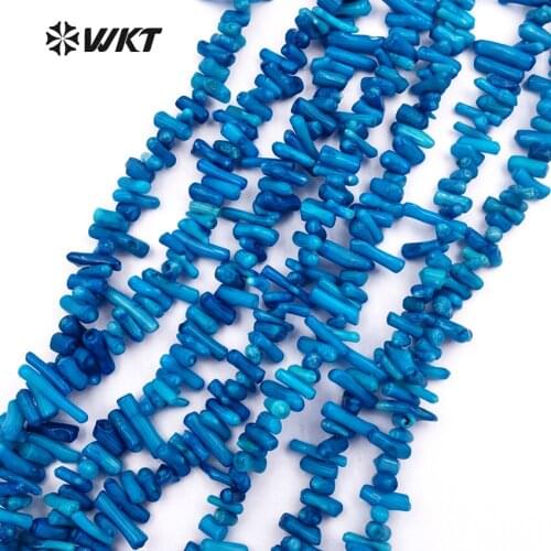 WT-G251 WKT New Arrivals Trendy Necklaces Beautiful Natural Random Coral Blue Beads For Women Jewelry Design Necklaces