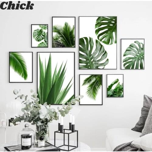 Green Plant Monstera Aloe Palm Leaf Wall Art Canvas Painting Tropical For Living Room Nordic Posters And Prints Wall Pictures