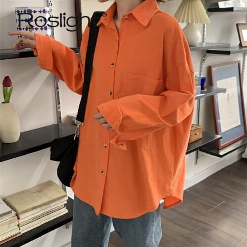 Roslight Skirt Women Solid Corduroy Batwing Sleeve Vintage Blouse Ladies Oversized Yellow Shirt Autumn Casual Top Feminina Blusa