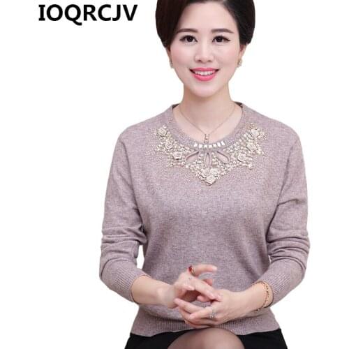 2019 New Fashion Sweater Women Beading Spring Autumn Solid Knitted Pullover Women Slim Soft Jumper Sweater Female Knit Tops R684