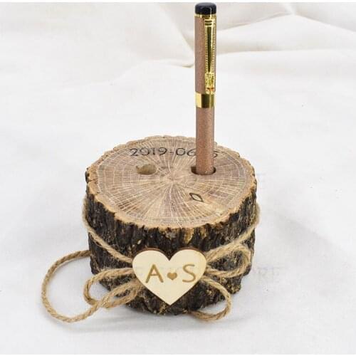 1PCS Pen Case Custom Logo New Couples Name Date Guide Word Wedding Marriage Forest Party Decoration Pen Holder