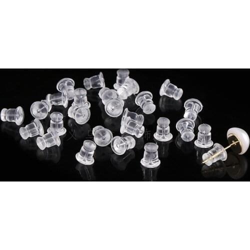 100 PCS 5.5mm*6mm Earrings Set Transparent Silicone Earrings Accessories Ear Plugs Earring Backs Stopper DIY Jewelry Findings