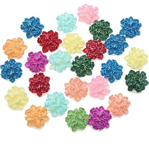100pcs Kawaii Resin Flowers Flatback Cabochon Scrapbook Craft Clear Embellishments DiyDecor For Headwear Phone Nail Art Stickers