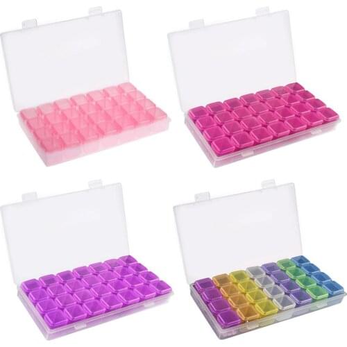 28 Girds Plastic Diamond Painting Storage Box Kits Nail Art Pill Case Jewelry Organizer Diamond Accessories