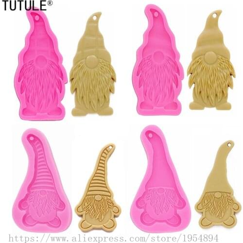 4 pcs Christmas series dwarf keychain pendant epoxy resin flexible silicone mold, Santa Claus jewelry jewelry making gadgets