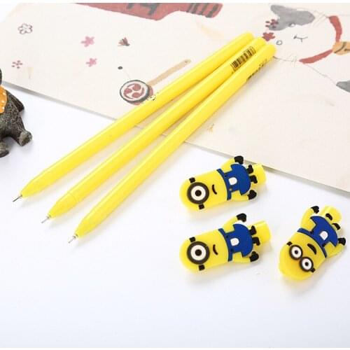 40 Pcs Creative Cartoon Single Eyes Neutral Pen Cute Learning Stationery Yellow Villain Pen Black Office Signature Pen