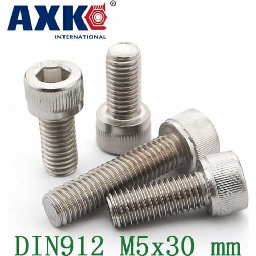 50pcs/lot Metric Thread Din912 M5x30 Mm M5*30 Wood Screws Free Shipping 304 Stainless Steel Hex Socket Head Cap Screw Bolts