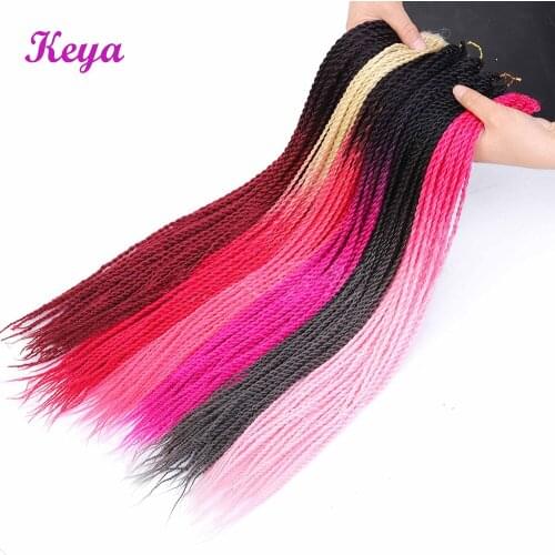 6 pieces/lot Ombre Senegalese Twist Crochet Braids 30 Roots Synthetic Crotchet Braiding Hair Pink Hair Blue Braids for Women