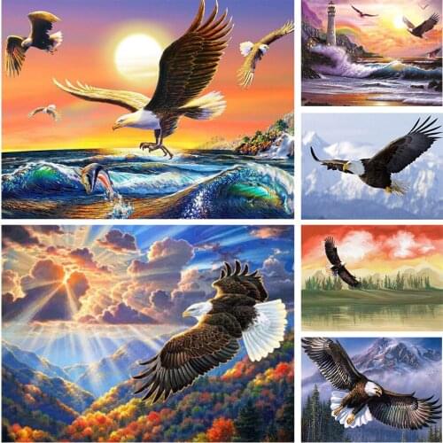 5D DIY Diamond Painting Eagle Soaring Full Square/Round Diamond Rhinestone Embroidery Cross Stitch Kit Home Decoration Mosaic