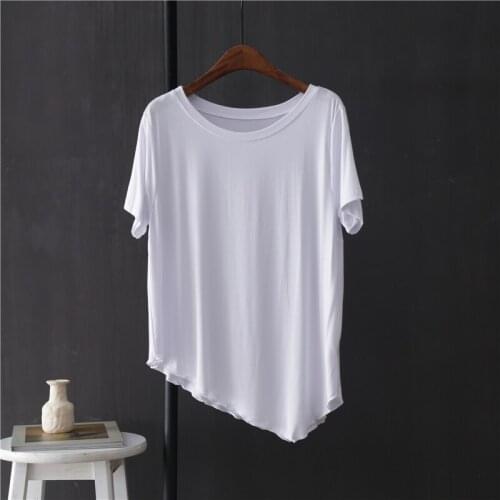 Asymmetrical Modal Women T-Shirts Summer New Short-Sleeved Solid Loose Casual All Match Female Pulls Outwear Tops