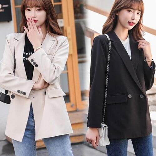 Spring autumn Chevrolet blazer for women slim fit casual suit retro temperament women jacket plus size feminine coat black beige