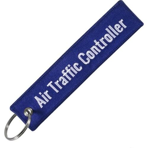 Remove Before Flight ATC Key Chain Jewelry Embroidery Blue Black Air Traffic Controller Key Ring Chain for Fashion Keychains