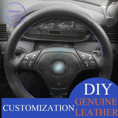 For BMW E36 E46 E39 car hand-sewn steering wheel cover black artificial leather anti-slip design all season