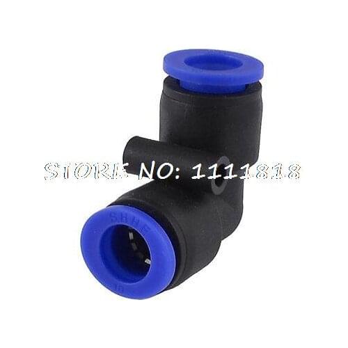 Black Blue Pneumatic 6mm Diameter Right Angle Air Quick Fittings