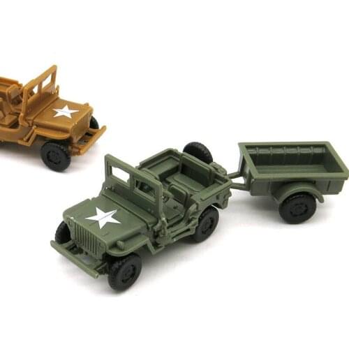 1:72 WWII Willys Jeep with Hanging Bucket 4.8cm Military Vehicle Assemble Car Model Toys