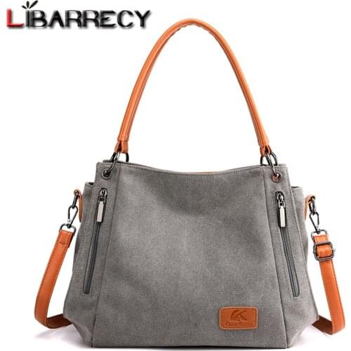 Canvas Handbag for Women New Designer Luxury Brand Shoulder Bag Women Contrast Color Handles Casual Crossbody Bag Bolsa Feminina