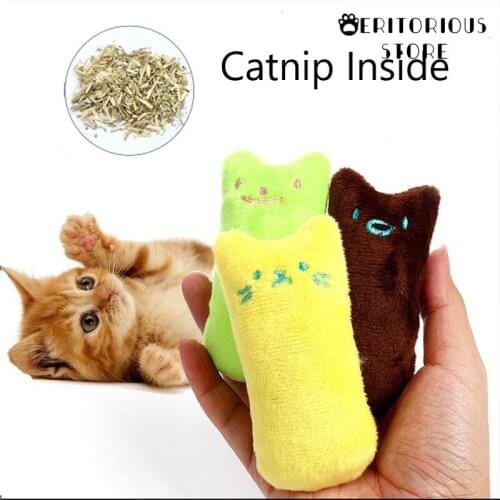 Teeth Grinding Catnip fidget Toys Funny Interactive Plush Cat Toy Pet Kitten Chewing Vocal Toy Claws Thumb Bite mint For Cats