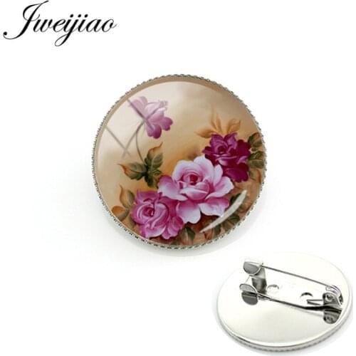 JWEIJIAO 2018 Vintage Rose Flower Badge Brooches For Women Girl Gift Brooch Pins Bag Denim Clothes Button Pin FQ271