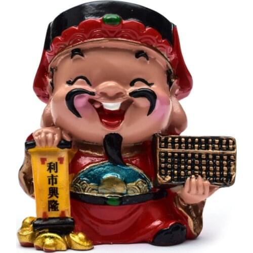 Chinese Traditional God of Wealth Figurines Ornaments Home Decoration Crafts Five Road Fortune Doll Statues Car Decor Gifts