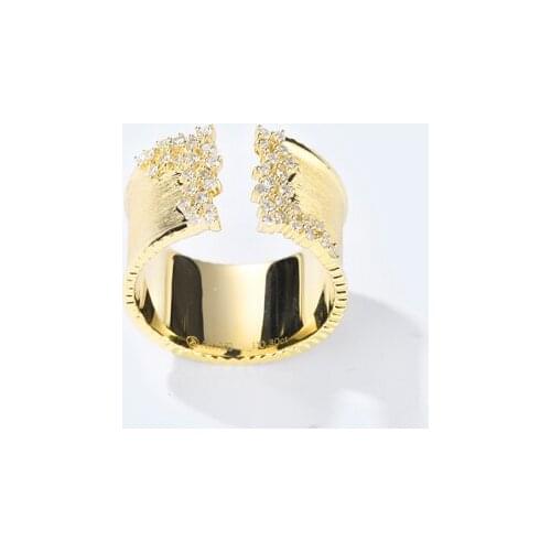 Luxurious Gold Color Adjustable Rings For Women 2021 Trend Charm Matte Surface With Small Zirconia Wedding Rings Fashion Jewelry