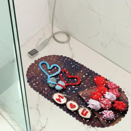 Valentines Day bathroom mat PVC antiskid mat hotel floor mat bathtub mat kitchen mat suction pad