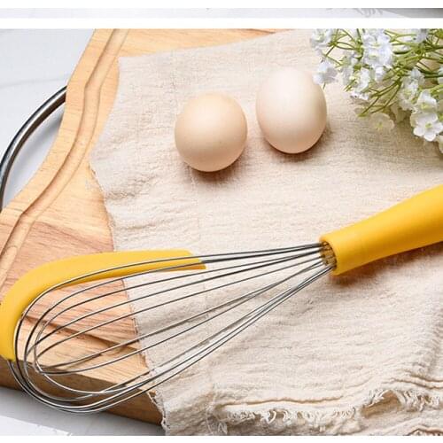 Creative Two-in-One Stainless Steel Wire Whisk With Silicone Spatula Cream Mixer Egg Stirrer Kitchen Cooking Baking Accessories