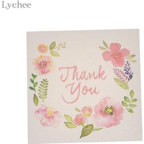 Lychee Life 50pcs Thank You and Flowers Card Invitations Leave Message Cards Greeting Card For Wedding Birthday New Year Decor