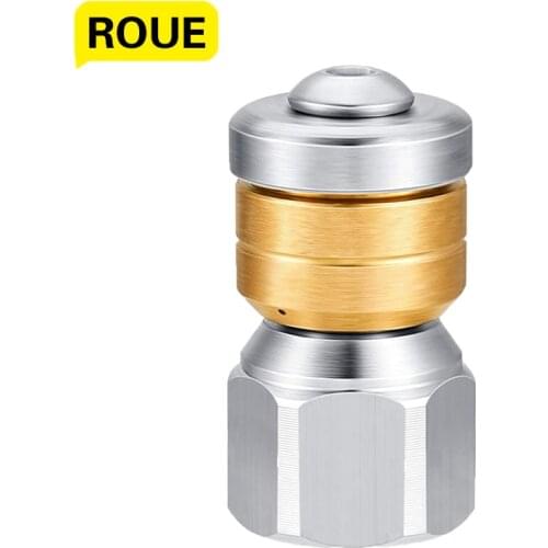ROUE High Quality High Pressure Washer Accessory BSP 1/4" Inlet 3 Nozzle Hose Metal Nozzle Rotating Sewer Nozzle