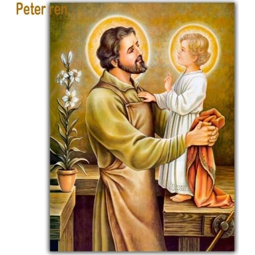 Peter ren Full Diamond embroidery Saint Joseph Diy Diamond painting religion square diamond mosaic rhinestones Picture St.Joseph
