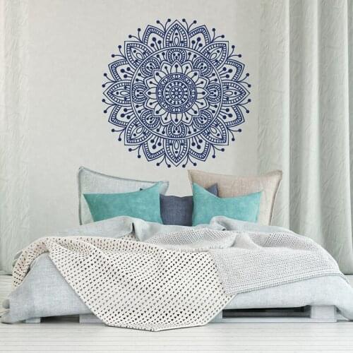 Mandala Wall Decal Bedroom- Mandala Vinyl Wall Decal Boho Bohemian Morrocan Bedroom Decor- Indian Mandala Wall Art Yoga A12-036
