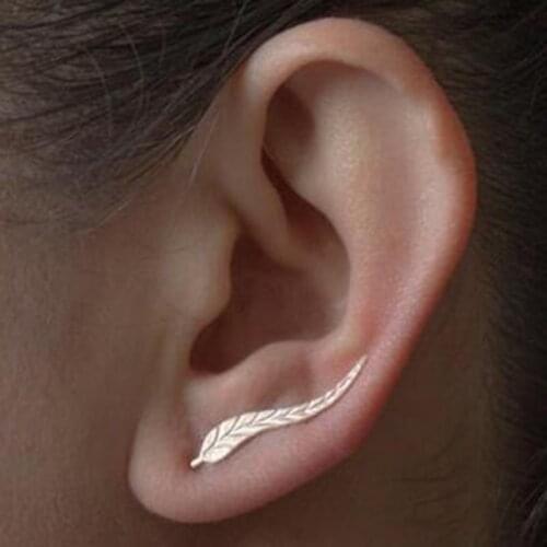 New Fashion Leaf Stud Earrings For Women Dainty Feather Earrings Brincos Gold Silver Color Color oorbellen Piercing Jewelry E001