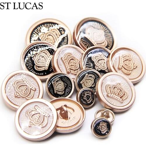 New fashion craft button 10pcs/lot paint oil crown metal decorative buttons British style for overcoat garment accessories DIY