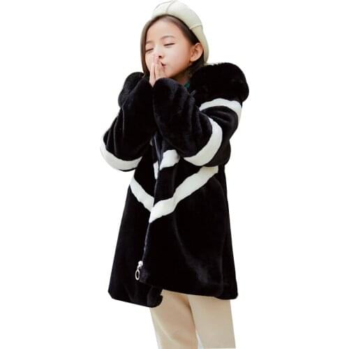 New Jackets For Girls Autumn Winter striped Children Outerwear Girls Cardigan fur Coat Kids Clothes Casual Long Jacket Girl Coat