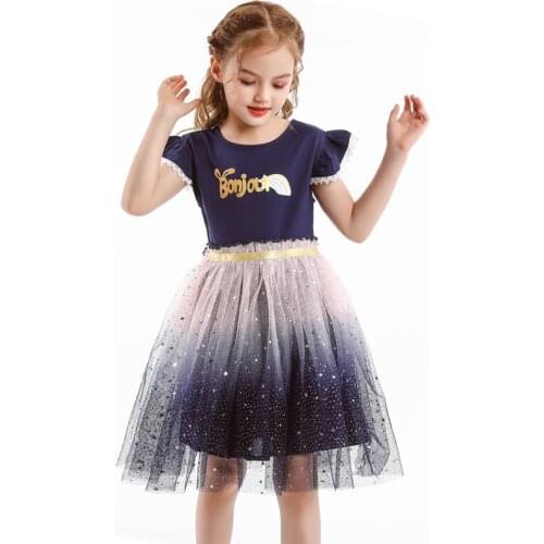 Girls Clothes 2021 New Summer Princess Dresses Flying Sleeve Kids Vestidos Sequins Party Girls Dresses Children Clothing 3-8Y