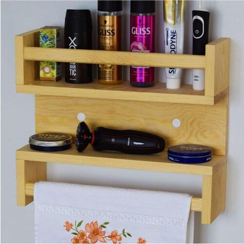 Solid Wooden Wall Rack-Towel Rack-Bathroom Shelf-Kitchen Rack
