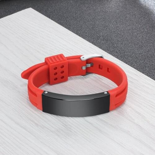 Personalized Engraved Silicone lD Bracelet for Men Custom Stainless Steel Bar Bangle Adjustable Sports Wristband Gifts