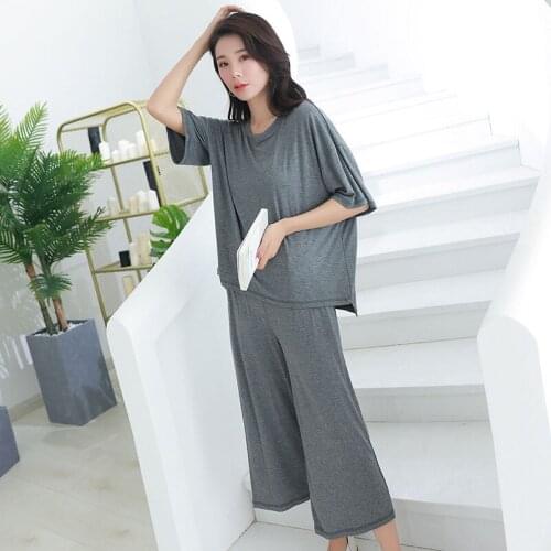 Oversized Pajamas Set Summer Solid Modal Women Girl Sleepwear Pijama Short Women Pyjamas Suit Female Clothing 2020 Nightwear