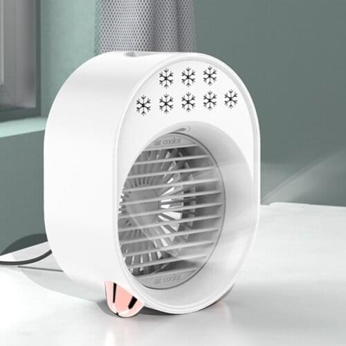 Portable Air Cooling Fan w/ Night Light Air Conditioner Super Quiet Desk Fan Mini Air Cooler Air Circulator Humidifier