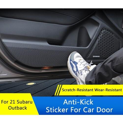 QHCP Leather Car Anti Kick Pad Door Anti-kick Sticker Carbon Fiber Style Lychee Grain For Subaru Outback 2021 Interior Accessory