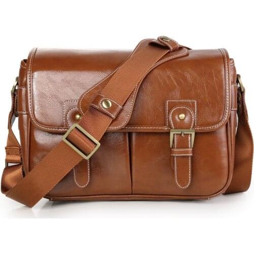 Retro Pu Leather Waterproof DSLR SLR Camera Bag DV Shoulder Case For Nikon Canon Sony camera lens case