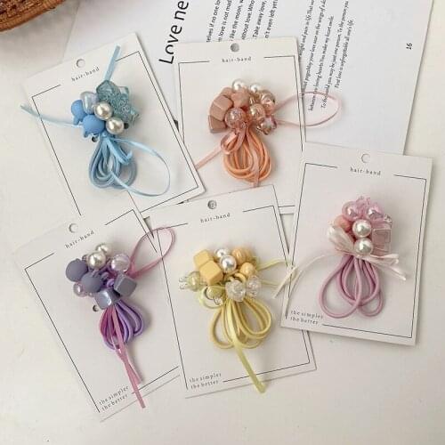 5 Pcs/Set Children Cute Colors Rabbit Geometry Scrunchies Rubber Bands Baby Girls Lovely Elastic Hair Bands Kid Hair Accessories