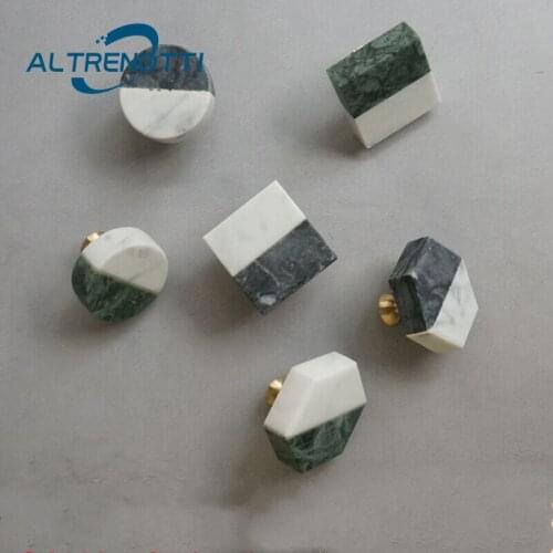 Furniture Cabinet Handle Nordic Simple Instagram Style Marble Brass Wardrobe Kitchen Door Pull Cupboard Drawer Knob Hardware