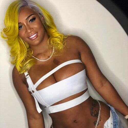 Thorn Tree Hollow Out Sexy Women Tube Tops Cropped Club Streetwear 2021 Off Shoulder Single Strap Ring Patchwork Tank Vest Y2K